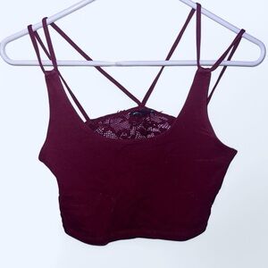 Burgundy Strappy Crop Top